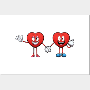 Hearts Couple Holding Hands Posters and Art